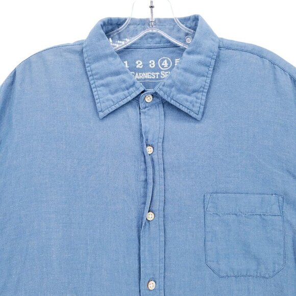 Earnest Sewn Blue Long Sleeve Shirt Cotton Tencel Linen Blend Size 4 - Picture 1 of 8